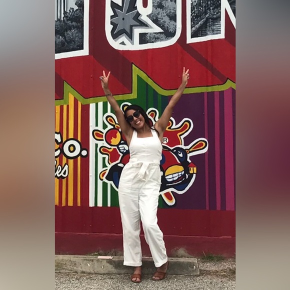 American Eagle Cream denim Jumpsuit - Picture 5 of 6